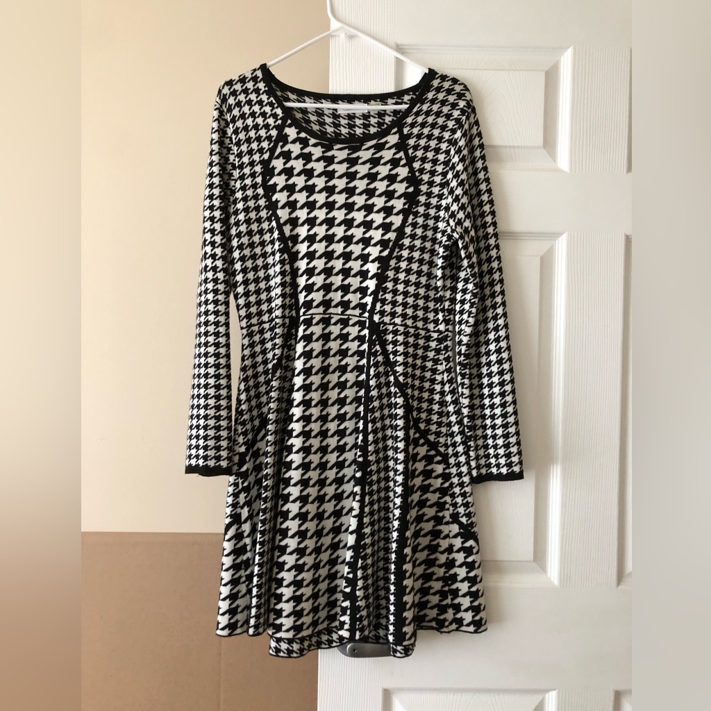 Calvin Klein Houndstooth Sweater Dress